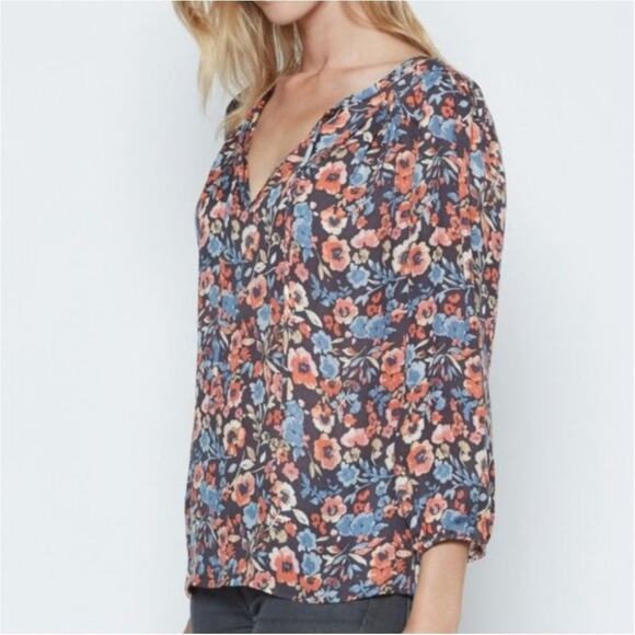 Joie Barba Stingray Floral Print Silk Blouse - Picture 1 of 9
